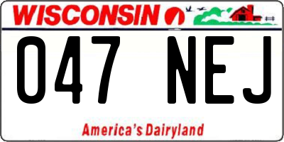 WI license plate 047NEJ