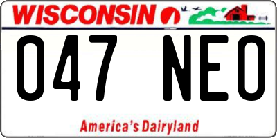 WI license plate 047NEO