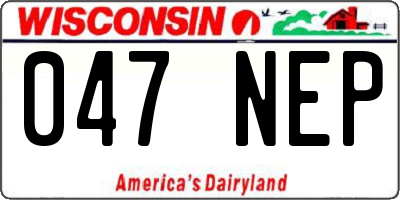 WI license plate 047NEP