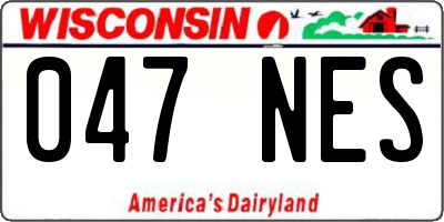 WI license plate 047NES