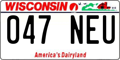 WI license plate 047NEU
