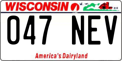 WI license plate 047NEV