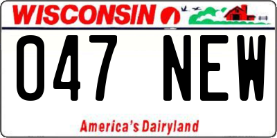WI license plate 047NEW
