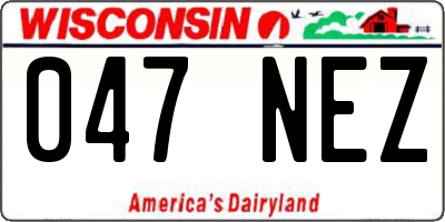 WI license plate 047NEZ