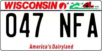 WI license plate 047NFA