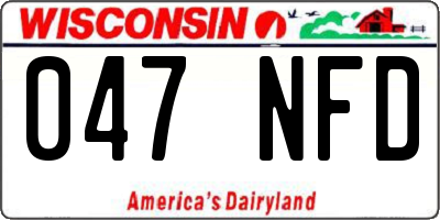 WI license plate 047NFD