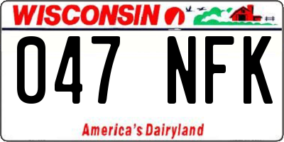 WI license plate 047NFK