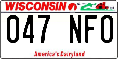 WI license plate 047NFO