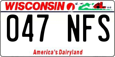 WI license plate 047NFS