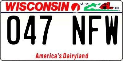 WI license plate 047NFW
