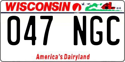 WI license plate 047NGC