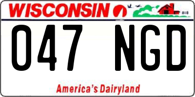 WI license plate 047NGD