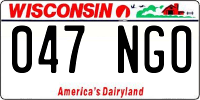 WI license plate 047NGO