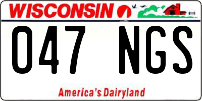WI license plate 047NGS