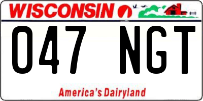 WI license plate 047NGT