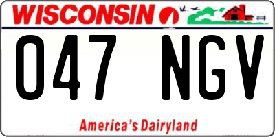 WI license plate 047NGV