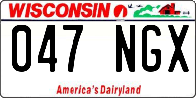WI license plate 047NGX