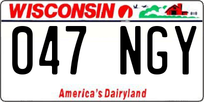 WI license plate 047NGY