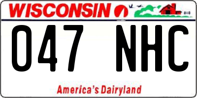 WI license plate 047NHC