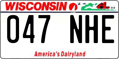 WI license plate 047NHE