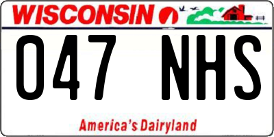 WI license plate 047NHS