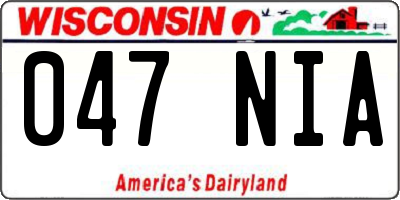 WI license plate 047NIA