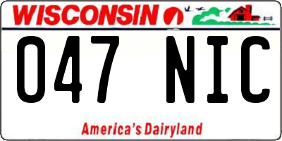 WI license plate 047NIC