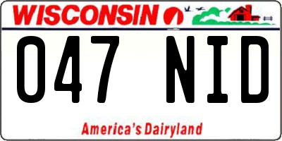 WI license plate 047NID