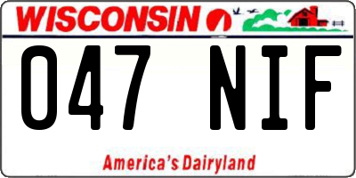 WI license plate 047NIF