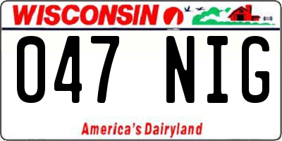 WI license plate 047NIG