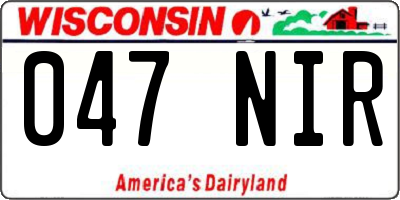 WI license plate 047NIR