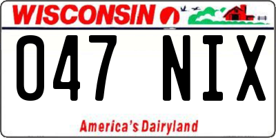 WI license plate 047NIX