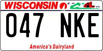 WI license plate 047NKE