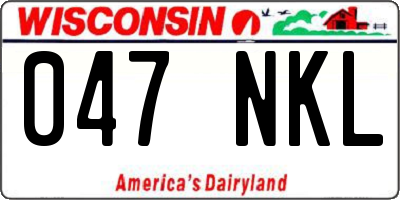 WI license plate 047NKL