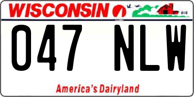 WI license plate 047NLW