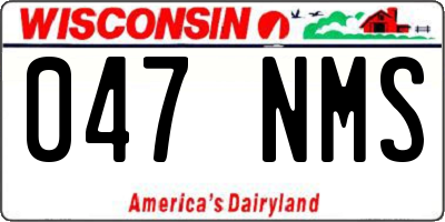 WI license plate 047NMS