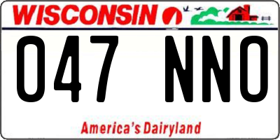 WI license plate 047NNO