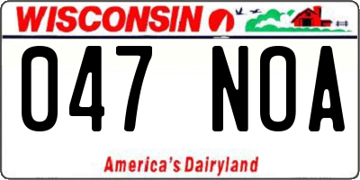 WI license plate 047NOA