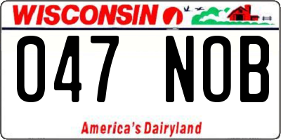 WI license plate 047NOB