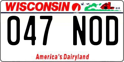WI license plate 047NOD