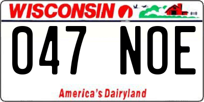 WI license plate 047NOE