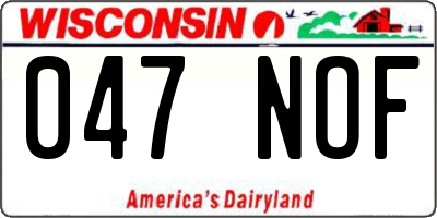 WI license plate 047NOF