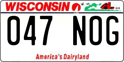 WI license plate 047NOG