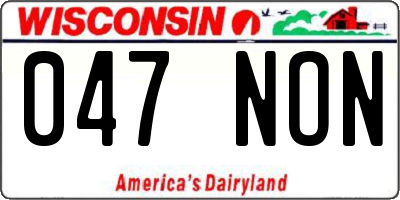 WI license plate 047NON