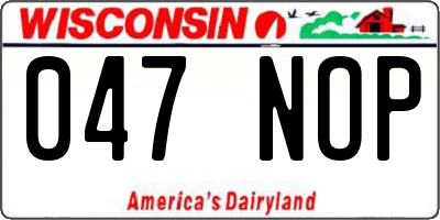 WI license plate 047NOP