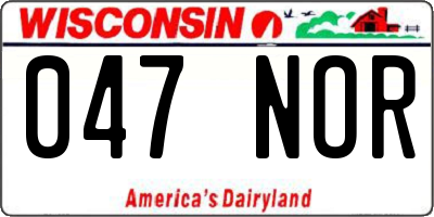 WI license plate 047NOR