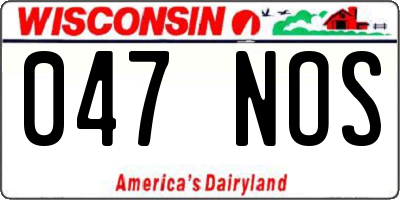 WI license plate 047NOS