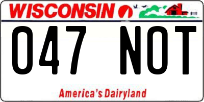WI license plate 047NOT