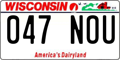 WI license plate 047NOU