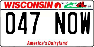 WI license plate 047NOW